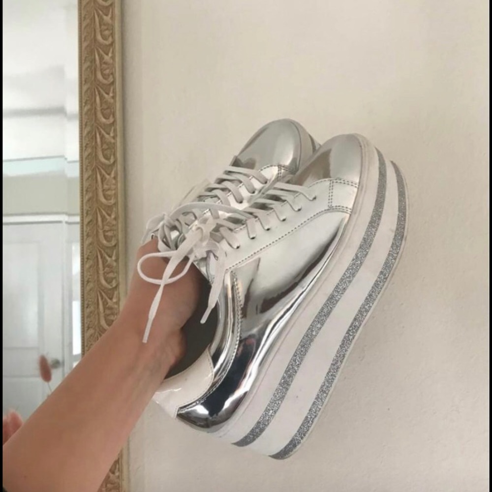 Silver Platform Sneakers